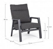 2x Sessel Rec C-C Kledi Anthrazit JX55