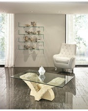 Transparent-Bege Tabelle 70 cm x 120 cm H. 40 cm