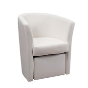 Gepolsterter Sessel mit weißem Eco -Leder und abnehmbarem Pouff 64x63xh.76