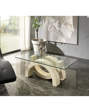 Transparent-Bege Tabelle 70 cm x 120 cm H. 41 cm
