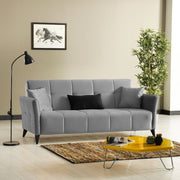 Levy -Sofa 3 Sitze in grauem Stoff mit Behälter und Bett
